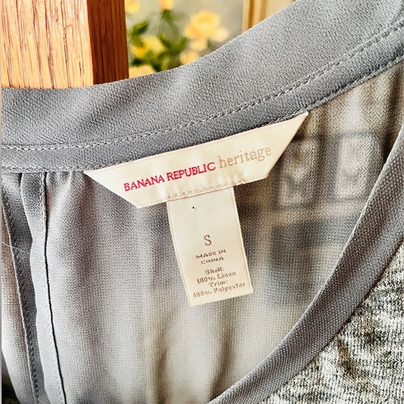 Banana Republic Heritage 100% linen mesh back short sleeve tee SZ S gray - Picture 4 of 9
